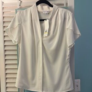 Calvin Klein Women's White White Blouse NWT
